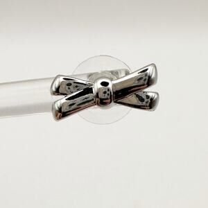 Kate Spade Bow Earring Pierced Silver tone Preppy Minimalist Designer Jewelry